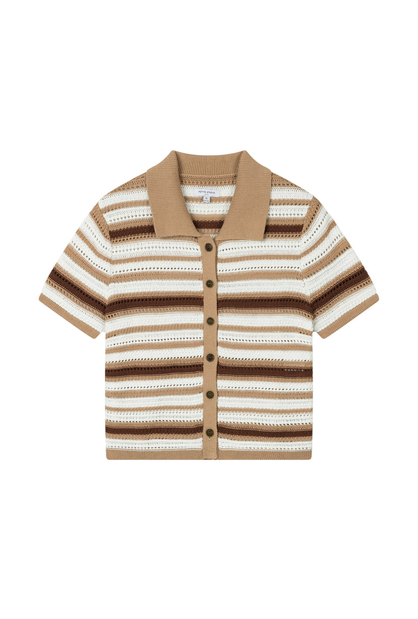 Petite Studio's Dotty Cotton Crochet Top Striped