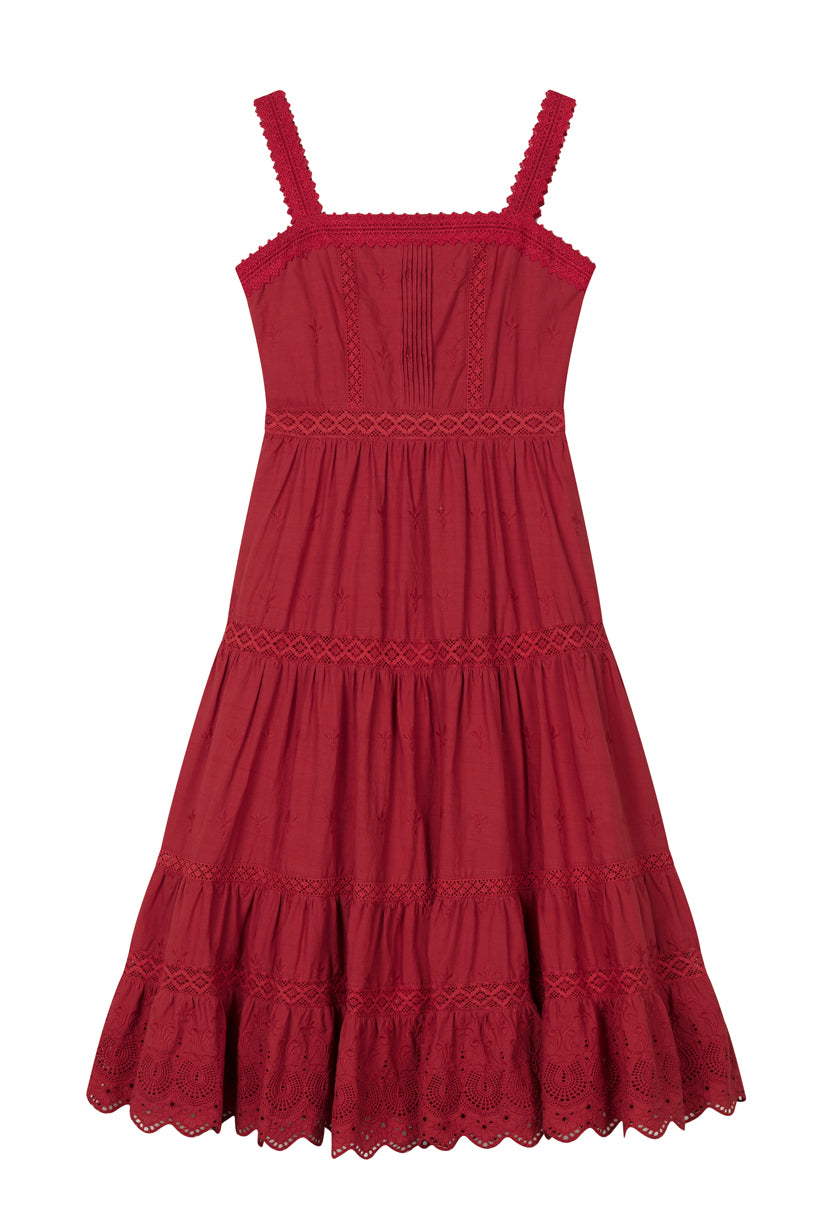 Petite Studio's Clarabel Cotton Midi Dress in Red