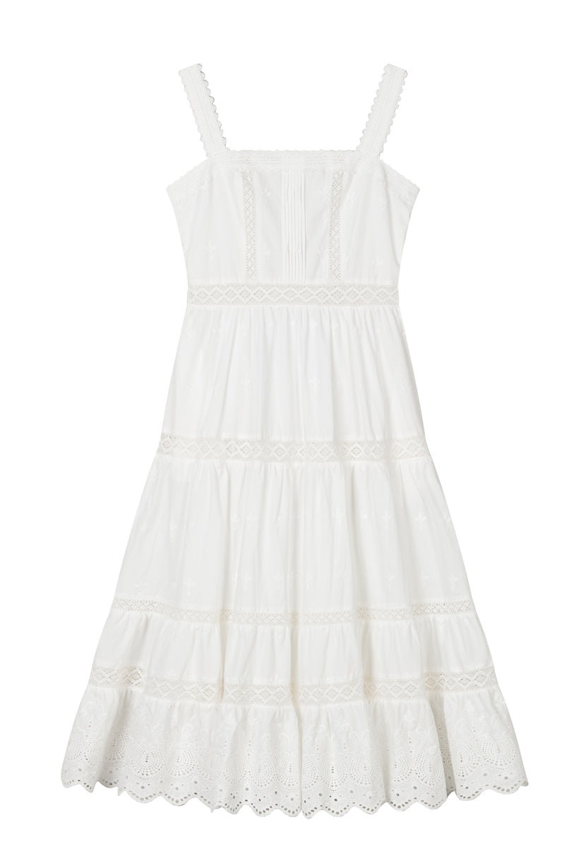 Petite Studio's Clarabel Cotton Midi Dress in White