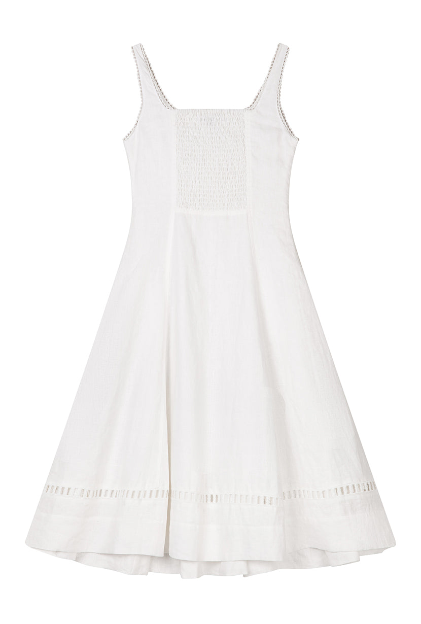Petite Studio's Fenton Panel Linen Dress in Ivory 
