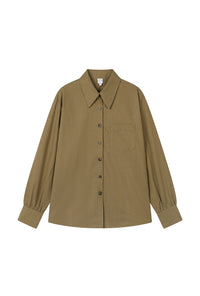 Petite Studio's Brenda Cotton Blend Shirt in Olive Brown