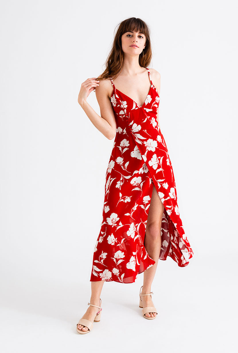 Petite Studio's Carly Dress in Red Floral - Petite Clothing